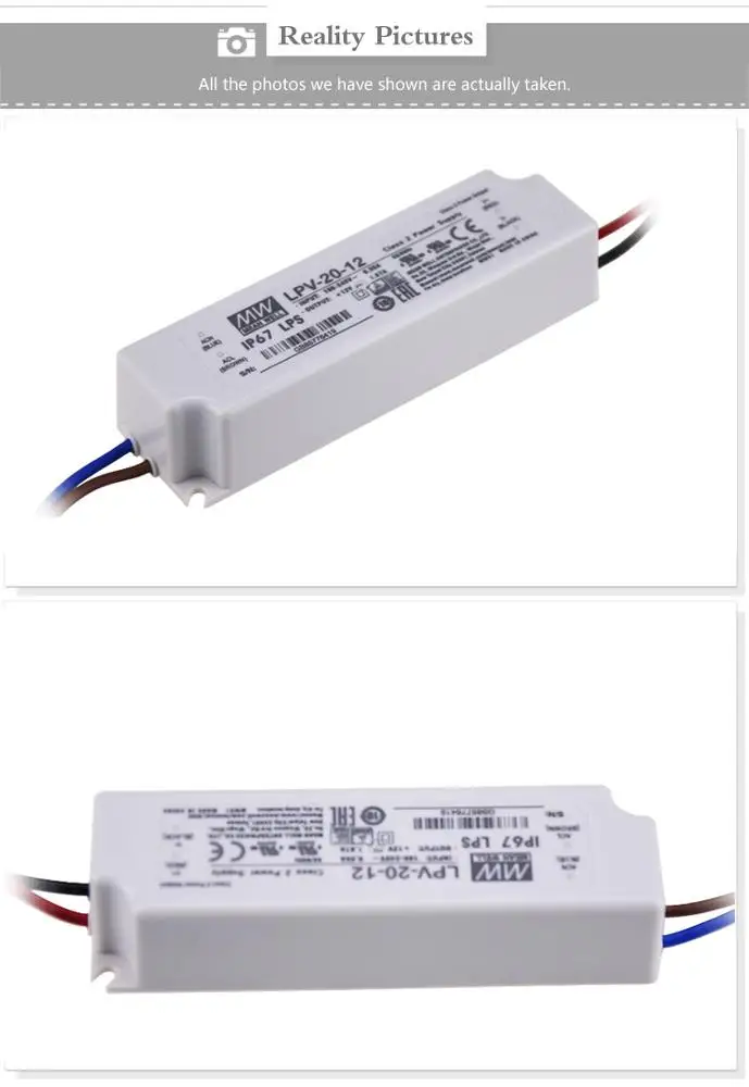 Mean Well Lpv 20 12 20w 12v Led Driver 20w 12v Waterproof Led Driver