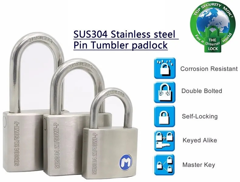 Mok Locks W205/206 Solid Brass 50mm Heavy Duty Harden Padlock Master