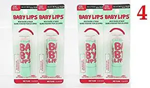 (Pack of 4) - Maybelline New York Baby Lips Moisturizing Lip Balm, 205 Mint Please