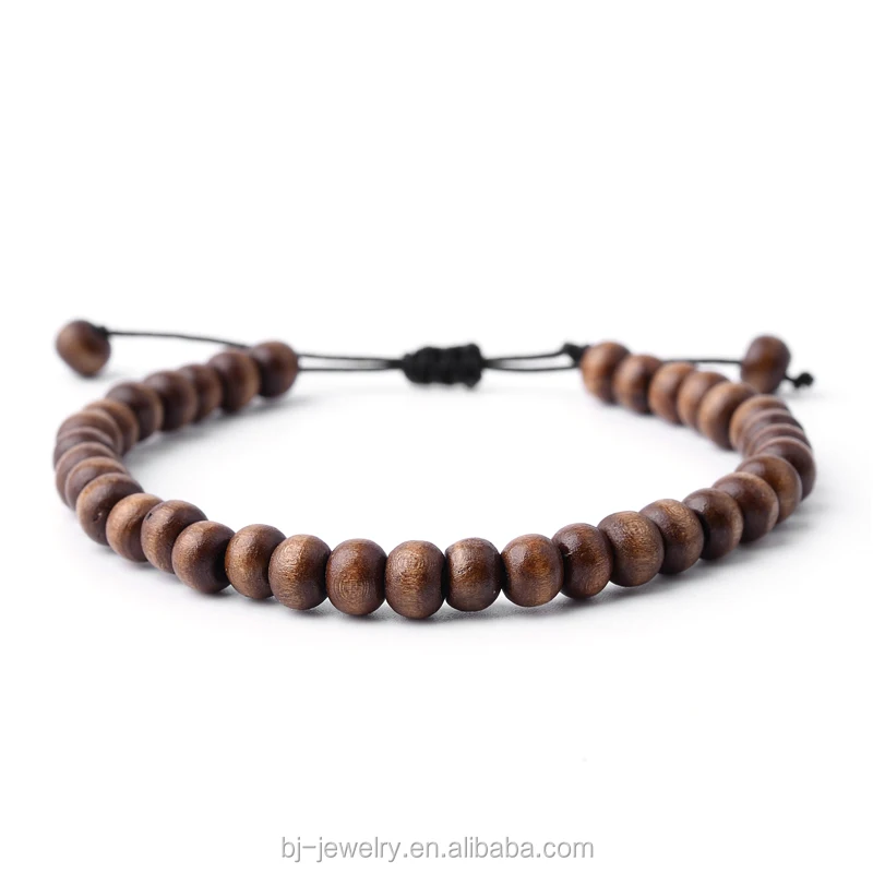 Wood Bead Strand Braided Pave Men Women Brown Wood Bead Strand Braided Pave Men
