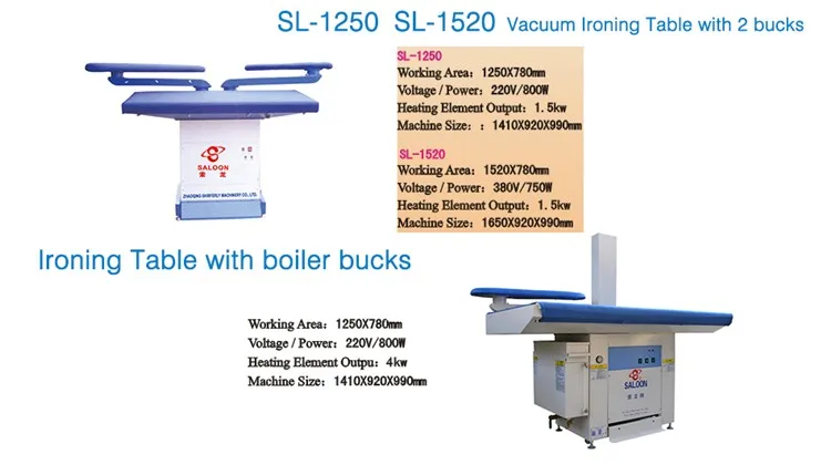 Steel with 1 Buck Working Area 1520*780mm Fabric Vacuum Ironing Table