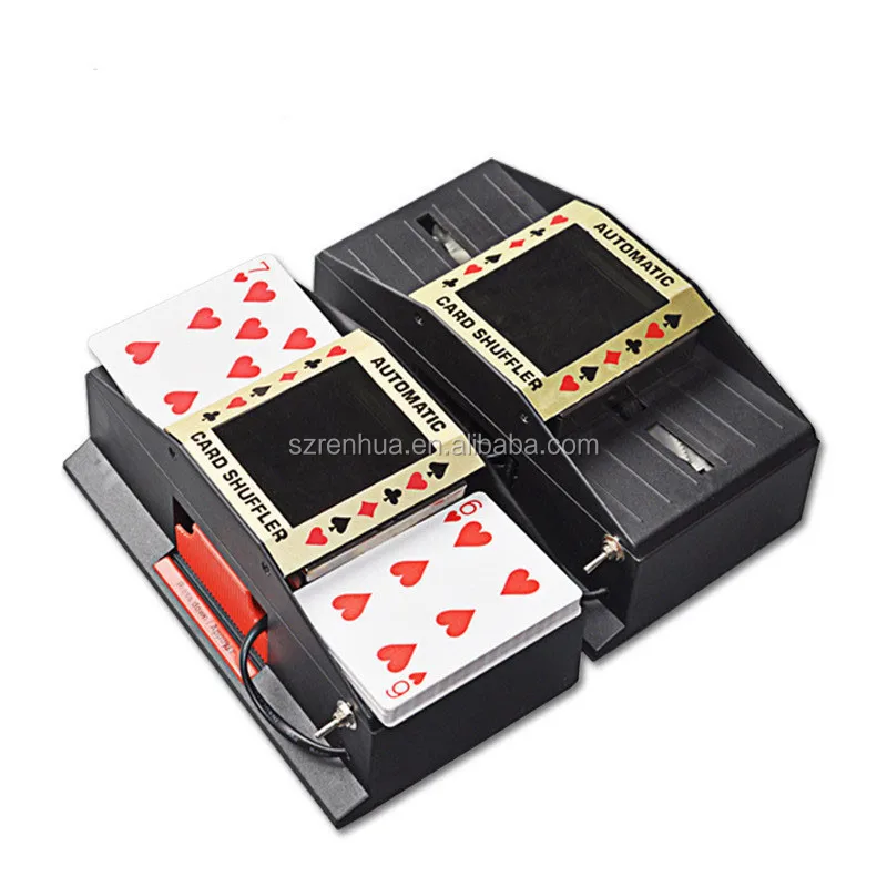 AUTOMATIC CARD SHUFFLER 21975 BATTERY OPERATED PLAYING CARDS INCLUDED POKER 