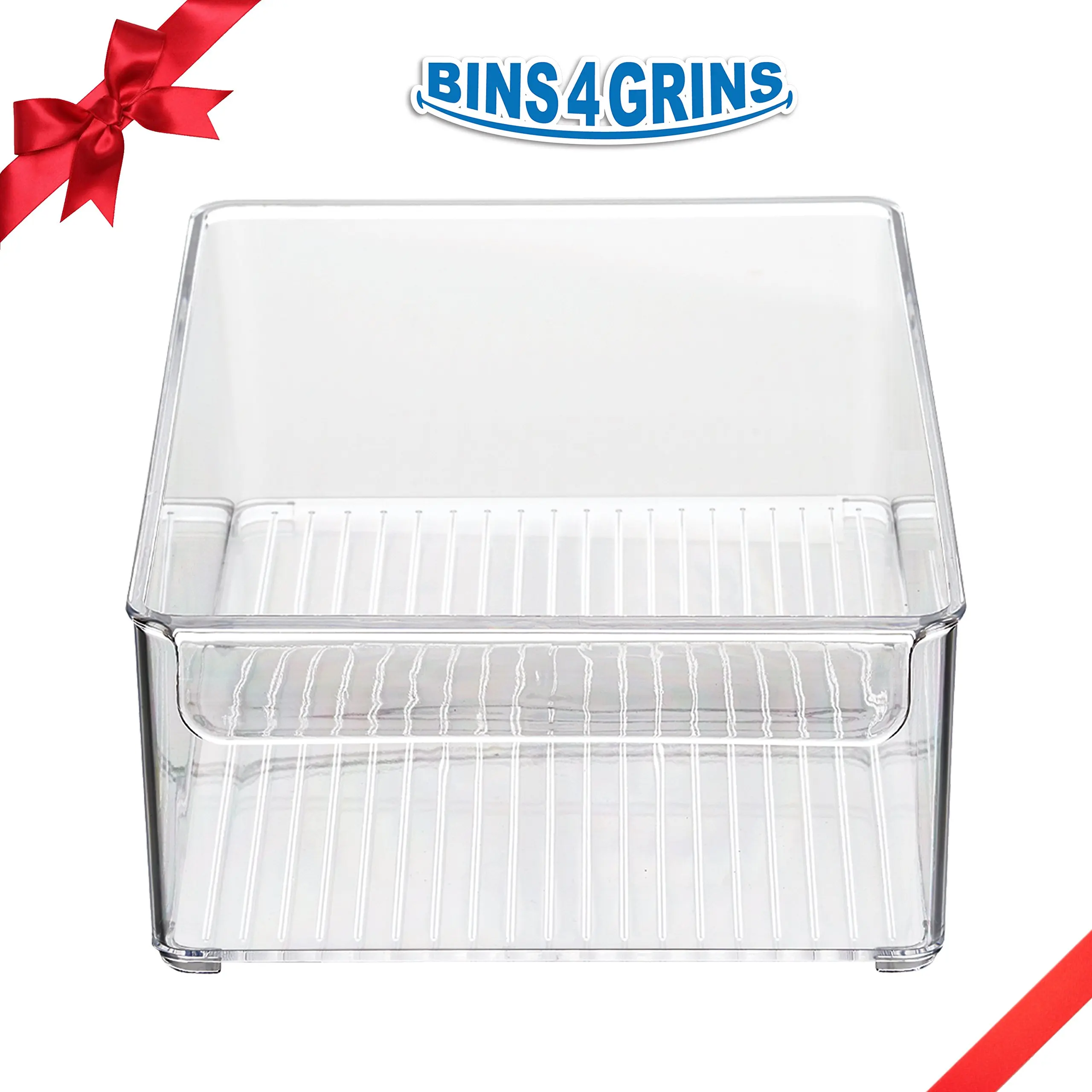 Stackable Bins Kitchen Storage Containers Refrigerator Organizer Single Wide Bin 4 Grins