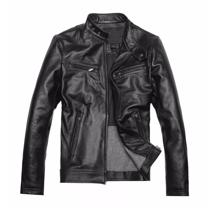 Wholesale Brand Quality Classic Men Original Ykk Genuine Leather Jacket ...