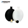flat round shape 500ml matte white and black glass wine bottle with rubber