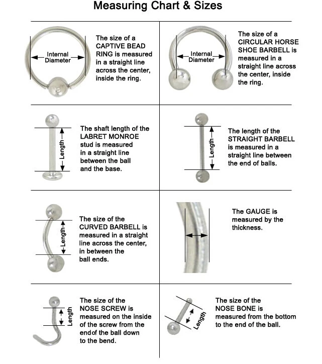 Nose Ring Gauge Size Chart