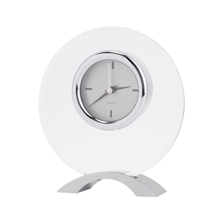 New Design  Mini Non Ticking Bedside Travel Silent Alarm Clock Metal and Glass Desk Alarm Clock