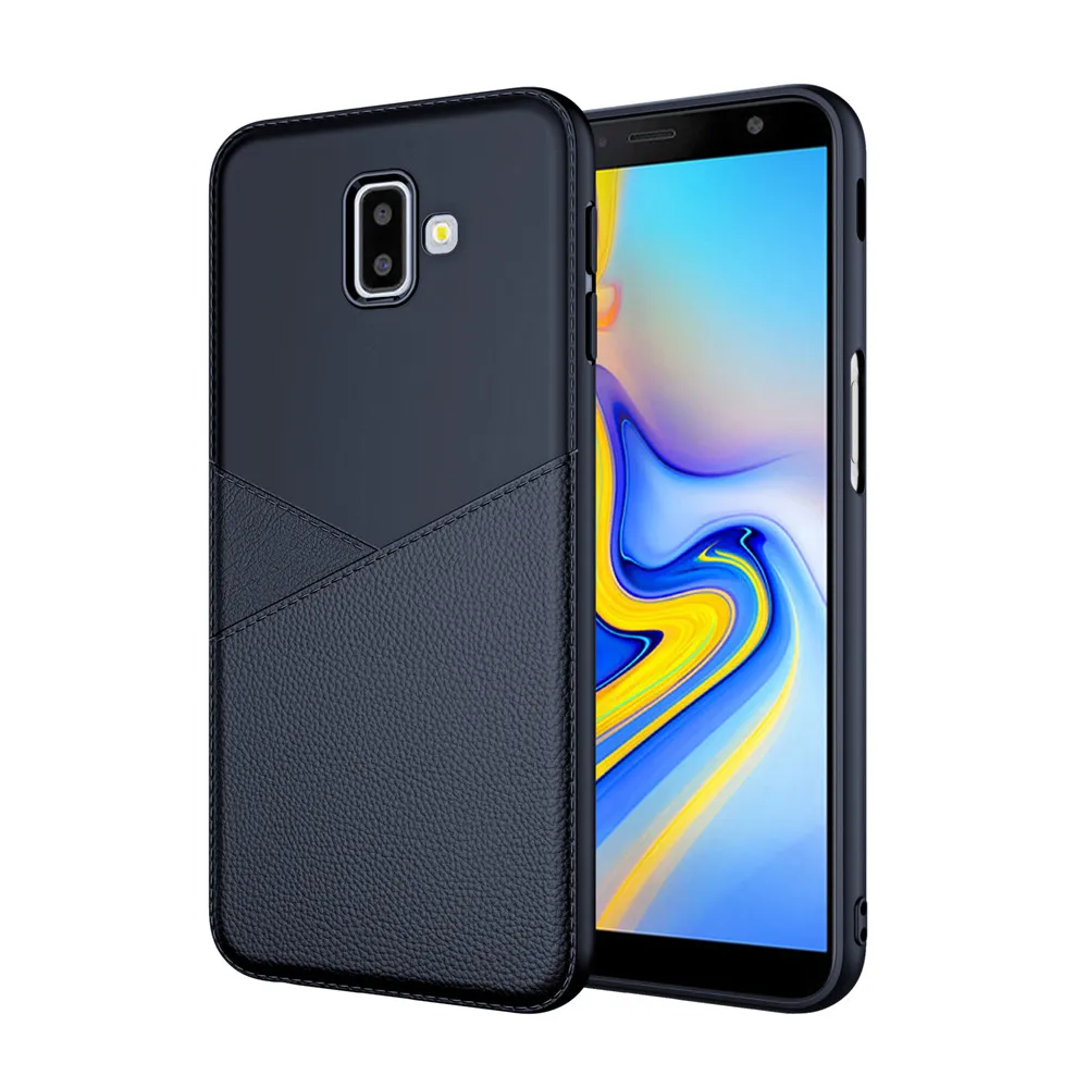 Slim Business Style Leather Pattern Case for Samsung Galaxy J6 Plus Soft TPU Cover