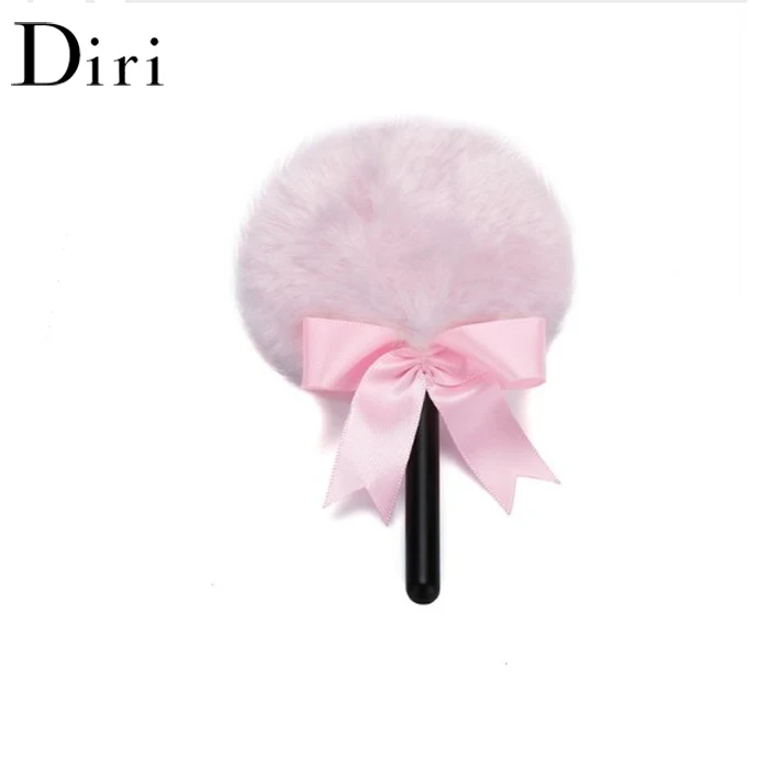 Cosmetic Plastic Handle Fluffy Cute Bowknot Plush Powder Puff