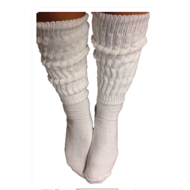Brown Slouch to Knee Socks Heavy Scrunchie Large Women Hooters uniform warm