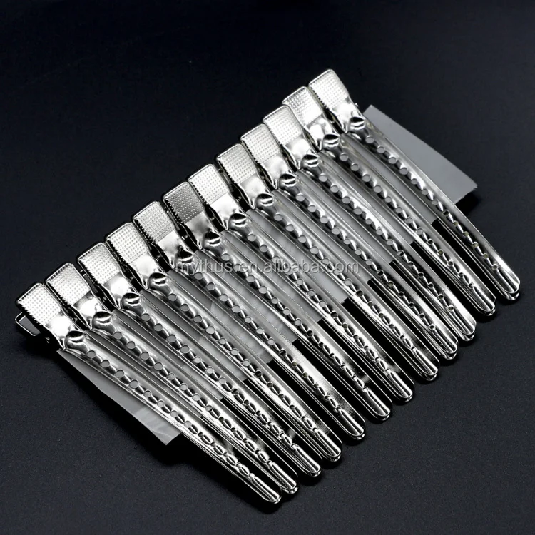 12 Pcs/pack Barber Styling Sectioning Hair Salon Alligator Metal Hair ...