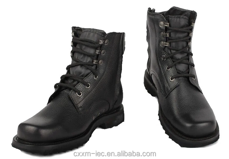 Military Black Leather Boots In Full Grain Leather Air Force Pilot ...