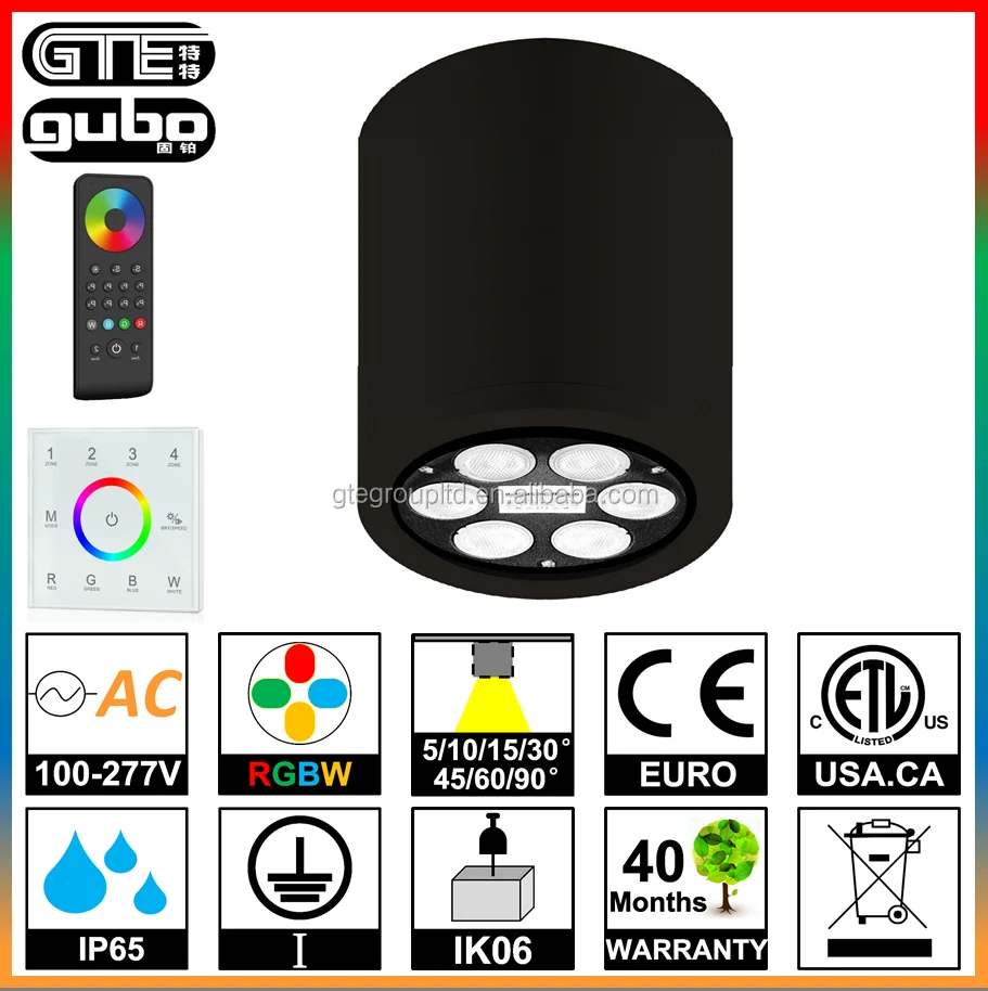 
GUBO PROFESSIONAL IP65 Waterproof DMX512 RGBW Surface Mounted LED Downlight 4*6W 45MIL LED 