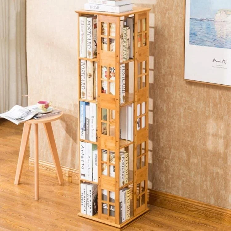 Rotating Bookcase Revolving Wooden Bookcase Bamboo Bookshelf - Buy ...