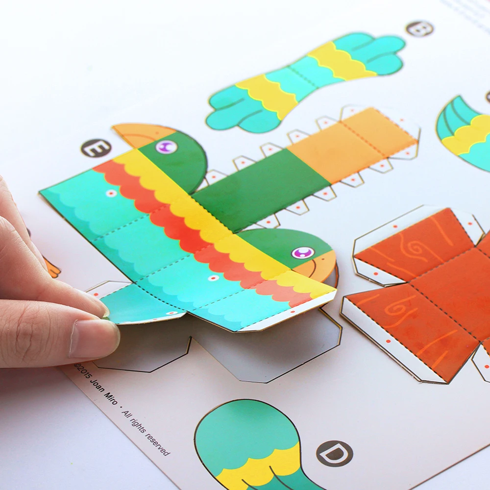 Modèle en papier 3D-artisanat en papier Animal mignon pour enfants Origami papier animaux Origami hibou.