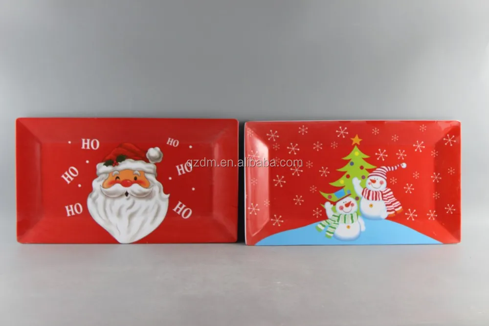 Santa Design Print Melamine Rectangle Serving Tray For Christmas