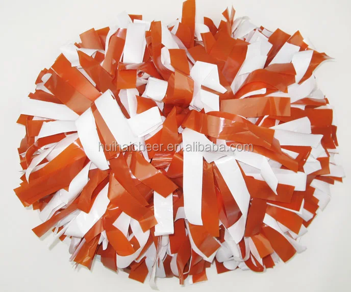 Wet Look Texas Orange Mix White Pom Poms Buy Fluffy Pom Poms,Cheer Pom,Cheerleading Products