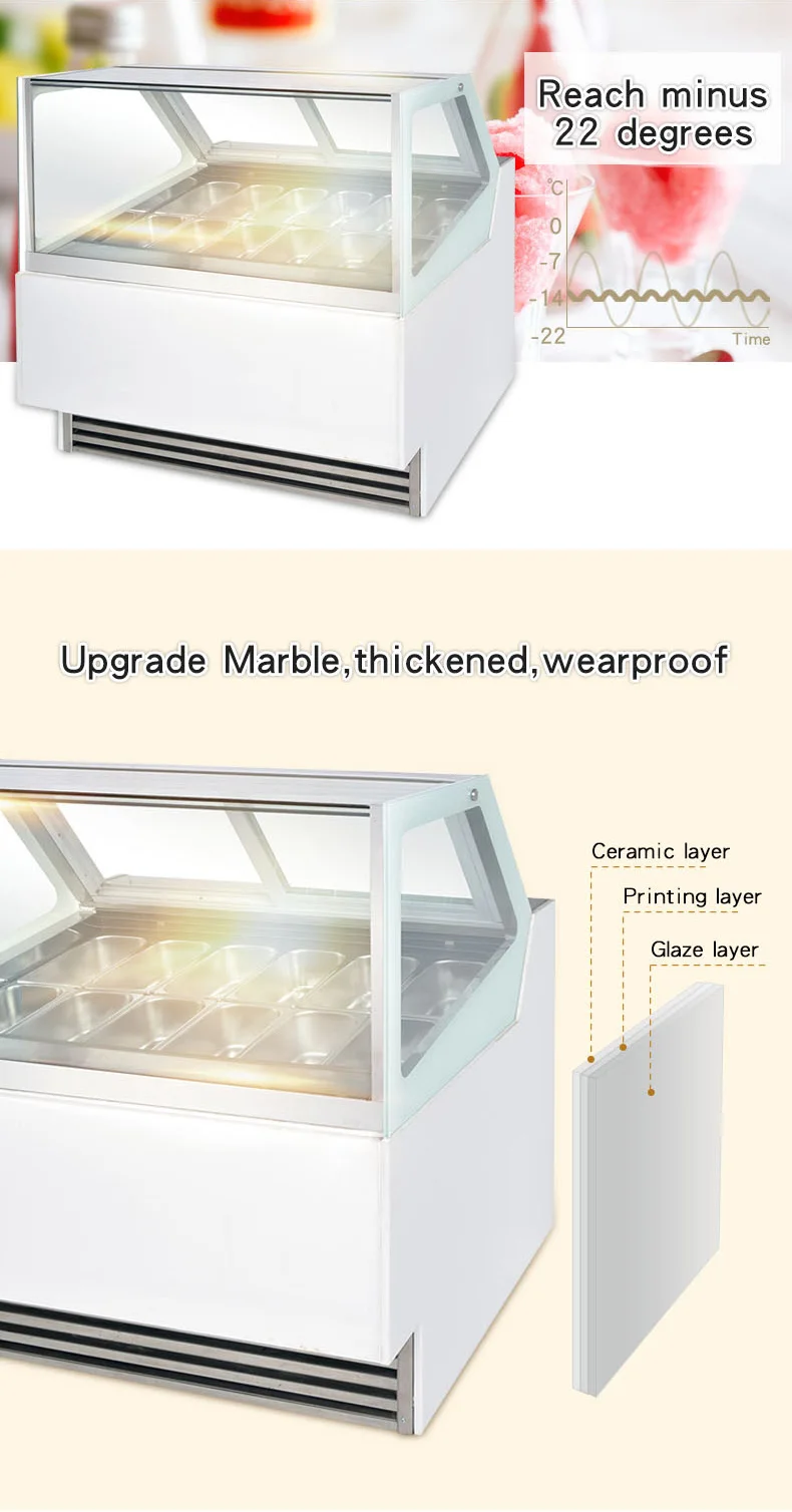 Portable Ice Cream Freezer Mini Ice Cream Counter Cart Freezer