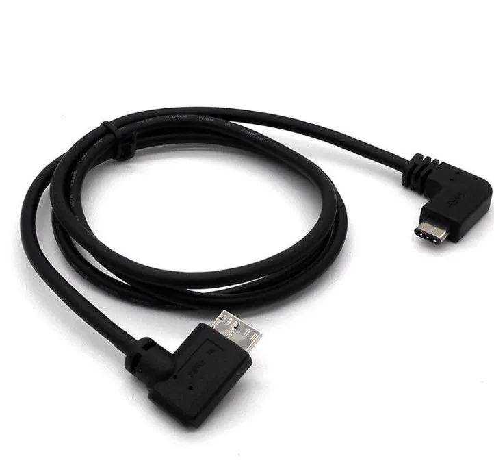 Black USB 3.1 Type C Male Angle To Micro B Male Angle Charge Sync Cable For Macbook - ANKUX.COM