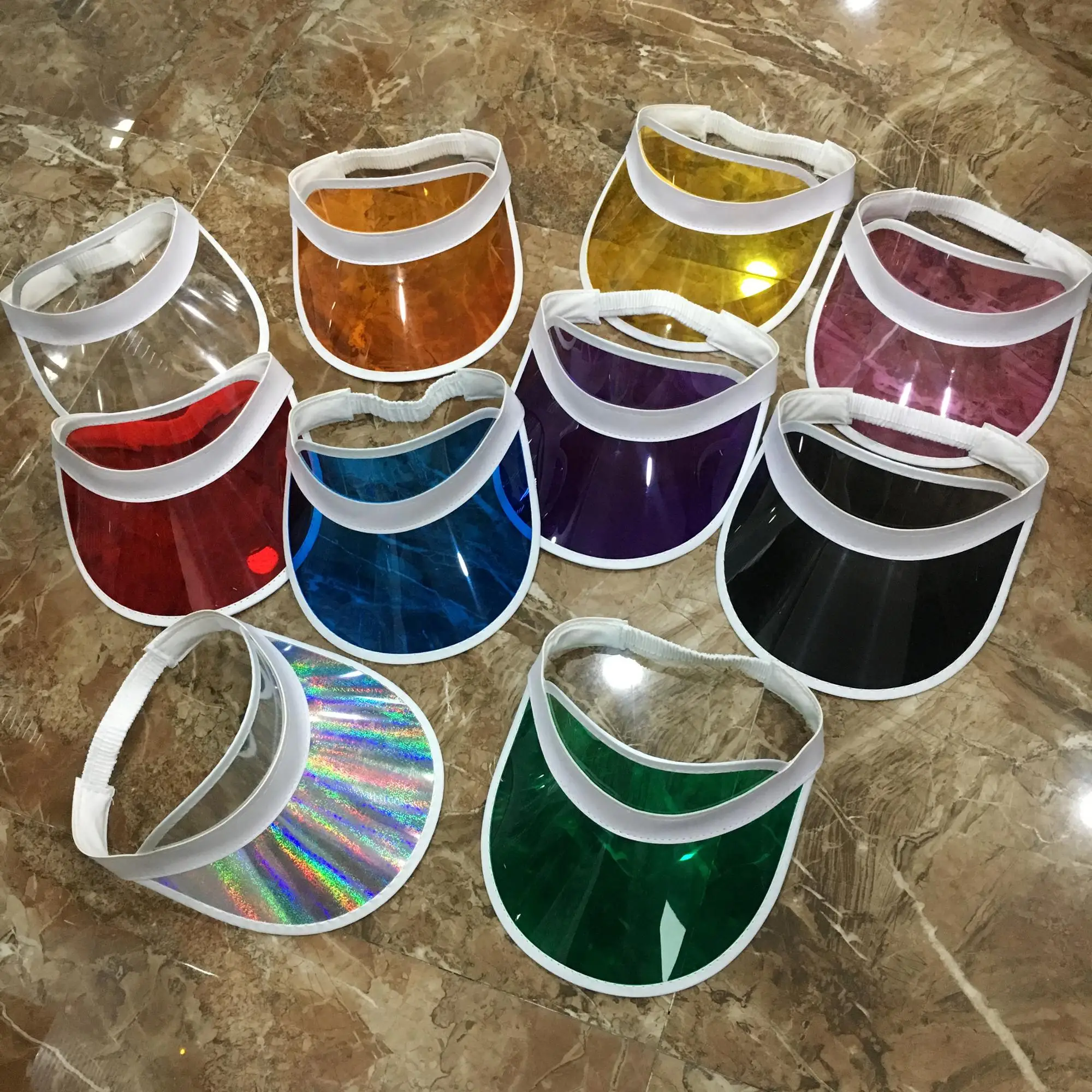 High Quality Colorful Cheap Bulk Sale Pvc Custom Plastic Sun Visor Cap