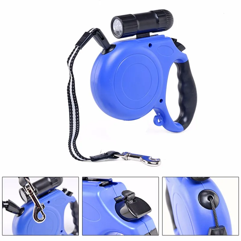 50 Foot Smart Waterproof Retractable Metal Dog Leash With Led Flashing