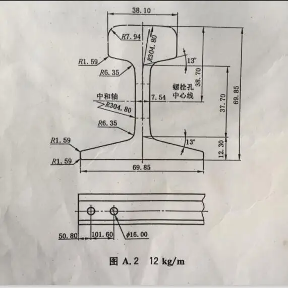 drawing of 12kg rail