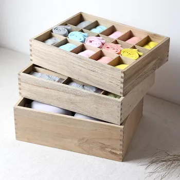 unfinished wood box with divider