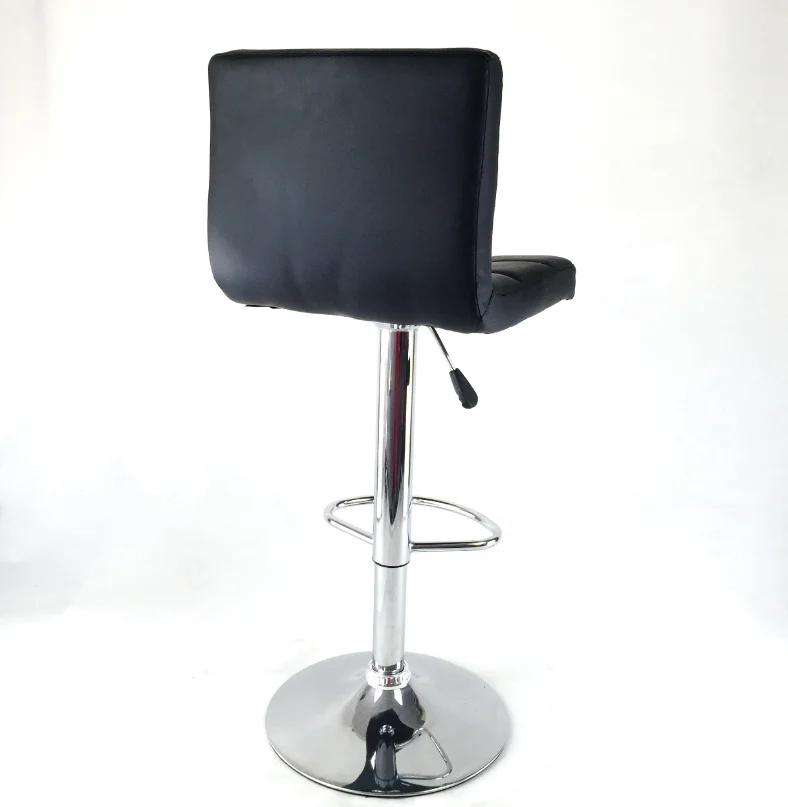 Cheap Price Kitchen Metal Bar Stool Chromed Base Grid Style Pu Leather
