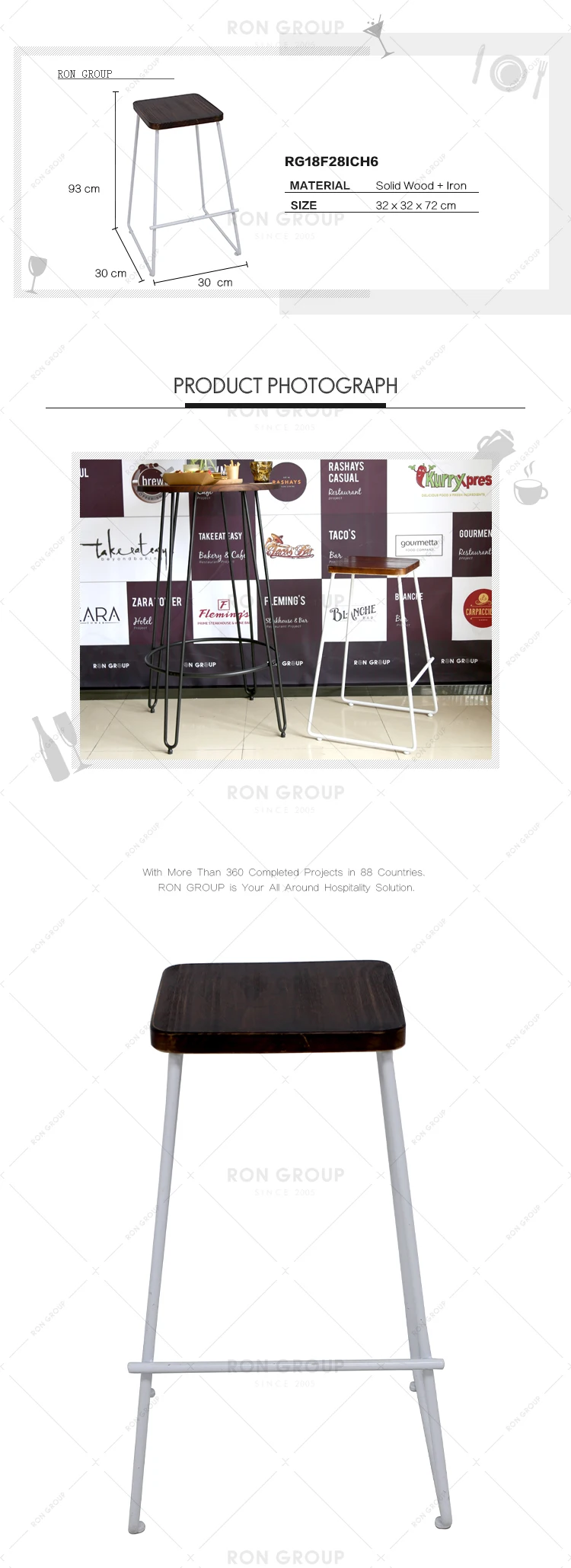 Restaurant supplier simple design industrial metal iron bar stool