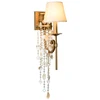 Crystal string sea shell wall lamp wrought iron sconce wall light with fabric shade ETL20063