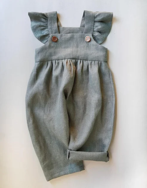 Linen Overalls For Children Baby Jumpsuit New Design With Ruffle ...