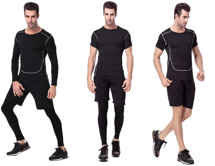 Men's Sports Compression Under Base Layer Gear Wear Shirt Top And Pants