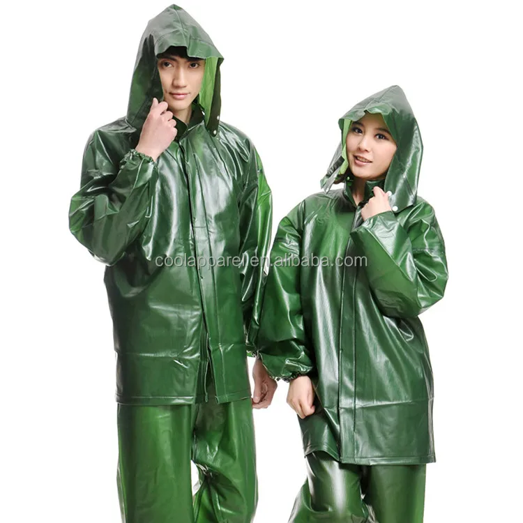 Hot selling type plastic material rain ponchos with pants rain poncho for heavy rain