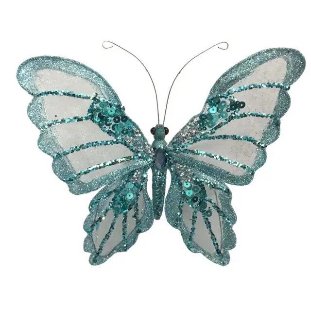 Decorative Butterfly With Clip Christmas Glitter Butterfly For