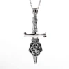 Chinese cultural elements fan shape stainless steel gold pendent