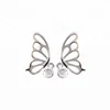 Make up butterfly shape with cz stone stud silver earrings 925 wholesale price in stock
