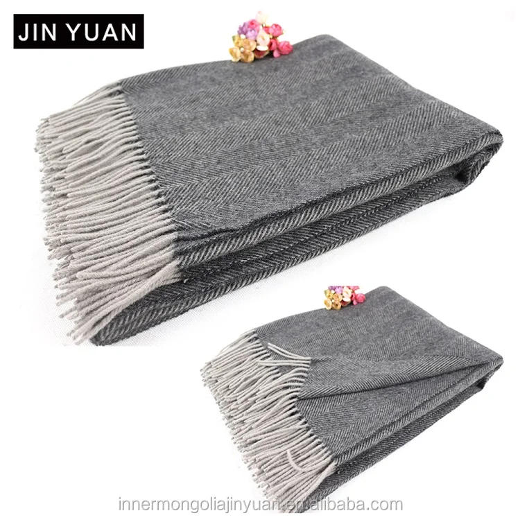 Black And White Lamb Wool Blanket Herringbone Sheep Wool Blanket Winter Blanket