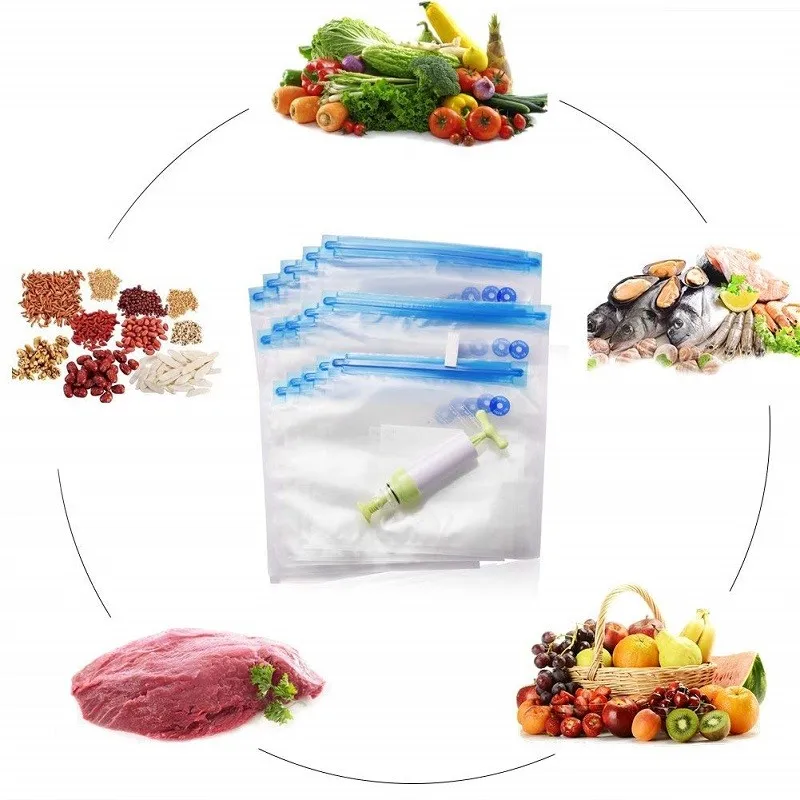 Air Valve Sous Vide Plastic 30 Ziplock Reusable Vacuum Food Storage