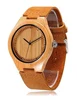 hot sale custom super small and thin mens womens bamboo wooden watches with genuine leather strap band sapphire glass swiss move
