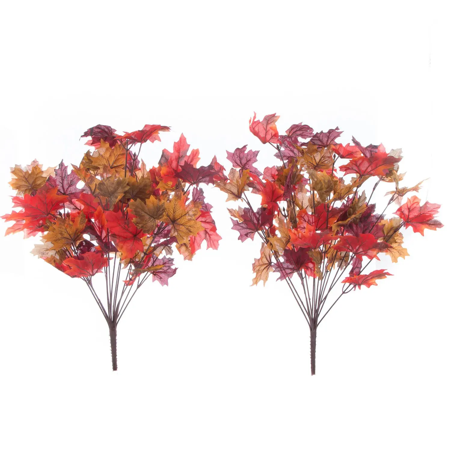 Factory Direct Craft Set of 2 Deep Fall Artificial Maple Leaf Bush for Autumn Home Decor and Fall Flower Arrangements