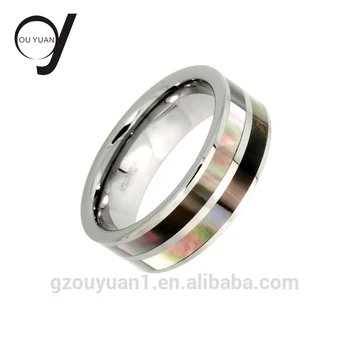 Tungsten Ring Men Women Wedding Band Mother Of Pearl Inlay Strip