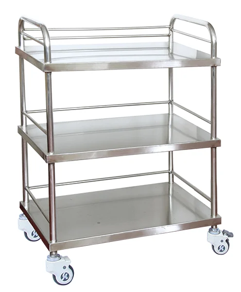 High Quality Three Layers Hospital Stainless Steel Trolley Medial ...