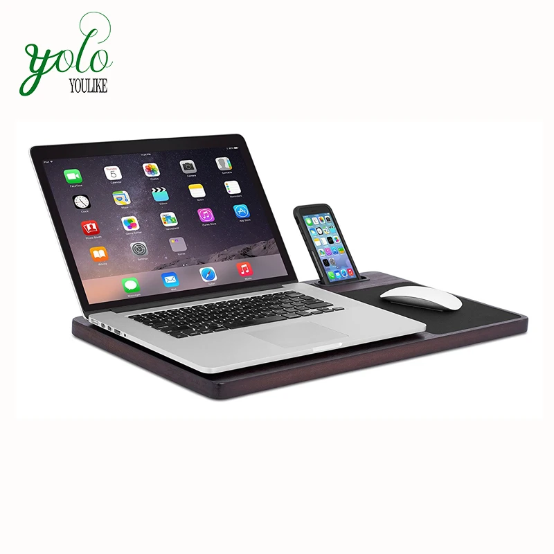Multi Tasking Bed Tray, Bamboo Laptop Lap Desk Board with Tablet Phone Slot And Mouse Pad