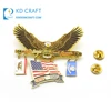 Wholesale personalized custom logo metal zinc alloy gold plated enamel military army eagle lapel pin
