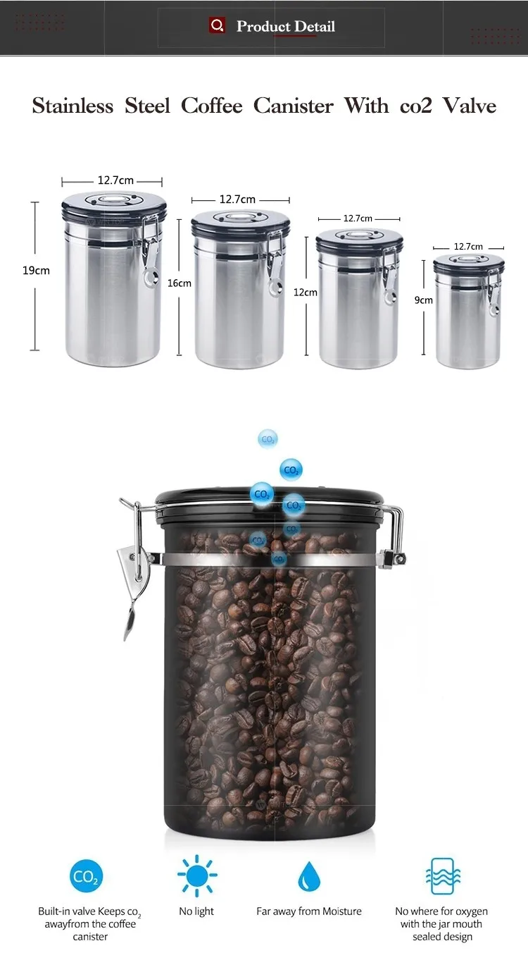 Customize Airtight Coffee Canister Stainless Steel Vacuum ...