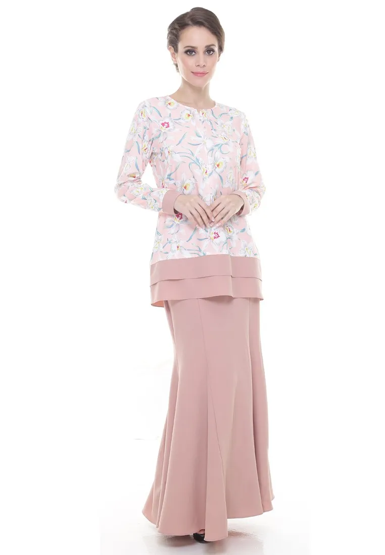 2018 Fashion Desain Islamic Pakaian Baju Kurung Moss Crepe Cetak