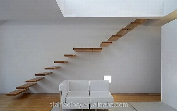 Modern Floating staircase Solid wood floating stair Indoor hidden beams floating solid wood stair TS-301