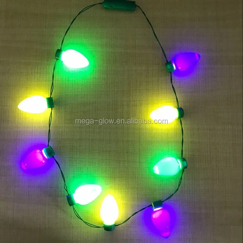Wholesale Led Christmas Light Necklace Flashing Bulb Necklace Lanyard Carnival Party Decoration