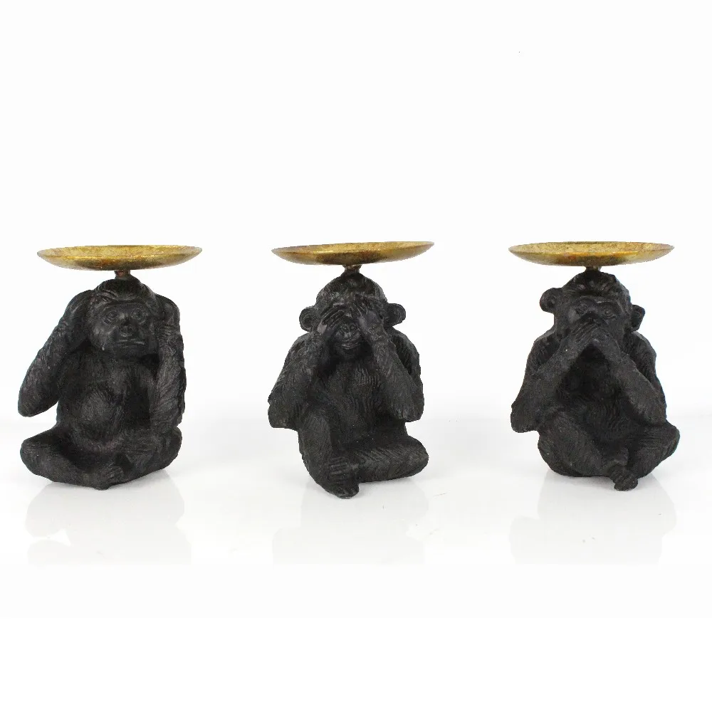 Naughty Monkey Statues Candle Holder Wholesales Naughty Custom Resin Home Decoration Candlestick Holder for Wall Decor details