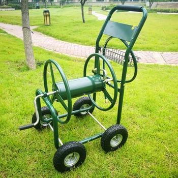 Garden Tool Cart Steel Water Hose Reel Trolley With Basket Garden Tool Cart Steel Water Hose Reel Trolley With Basket